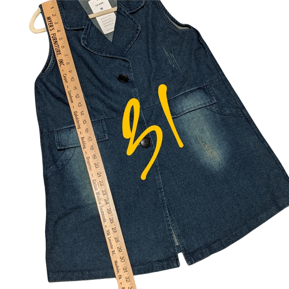 🆕 Omo One denim jean shirt vest tunic medium - Picture 4 of 7